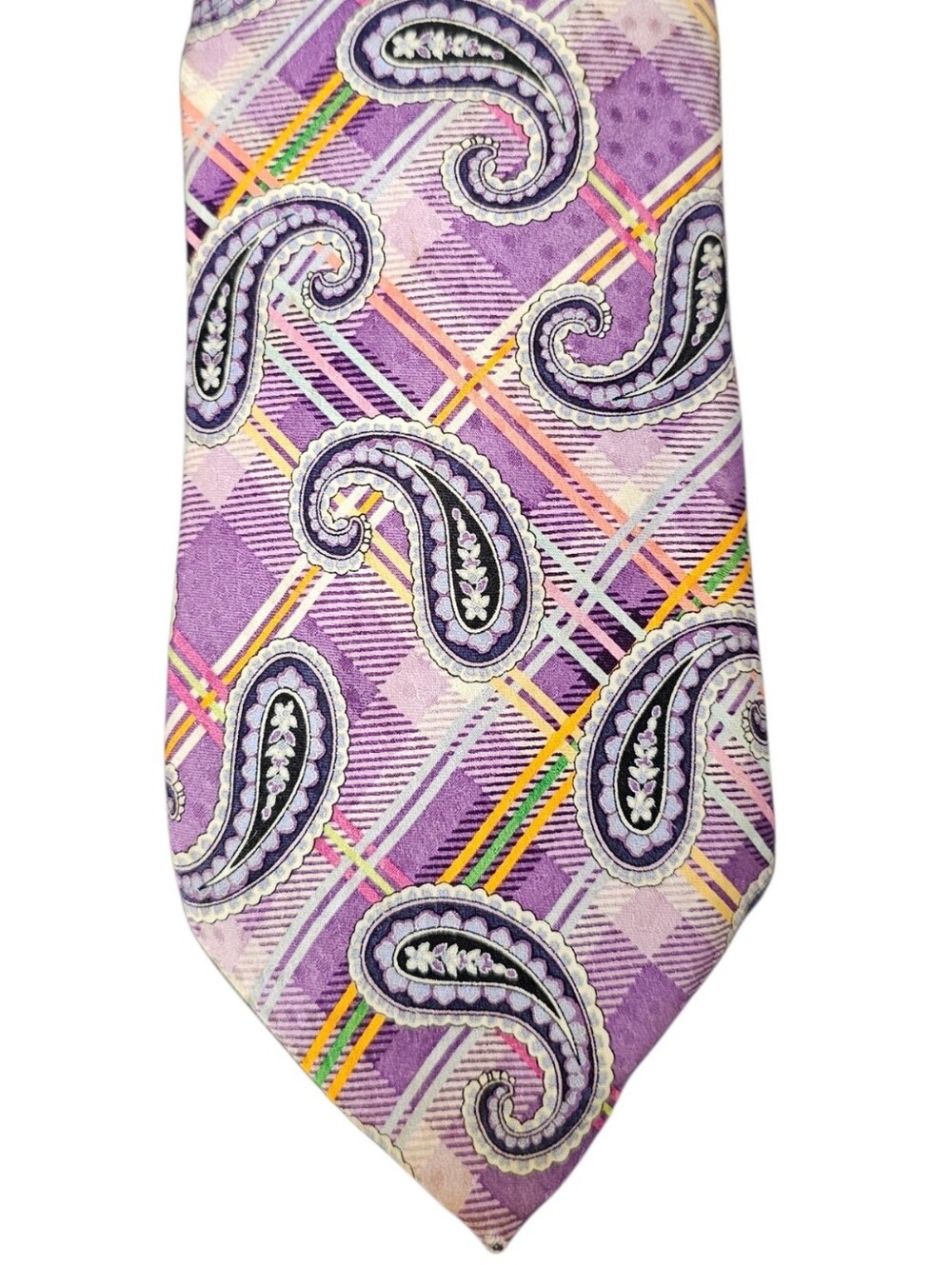 JZ Richards Boulder Purple Paisley Handmade 100% Silk Tie